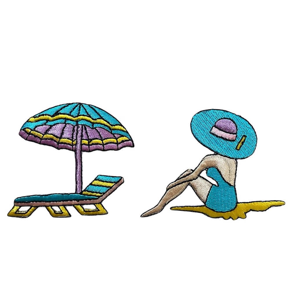 Beach vibes embroidered iron-on patch